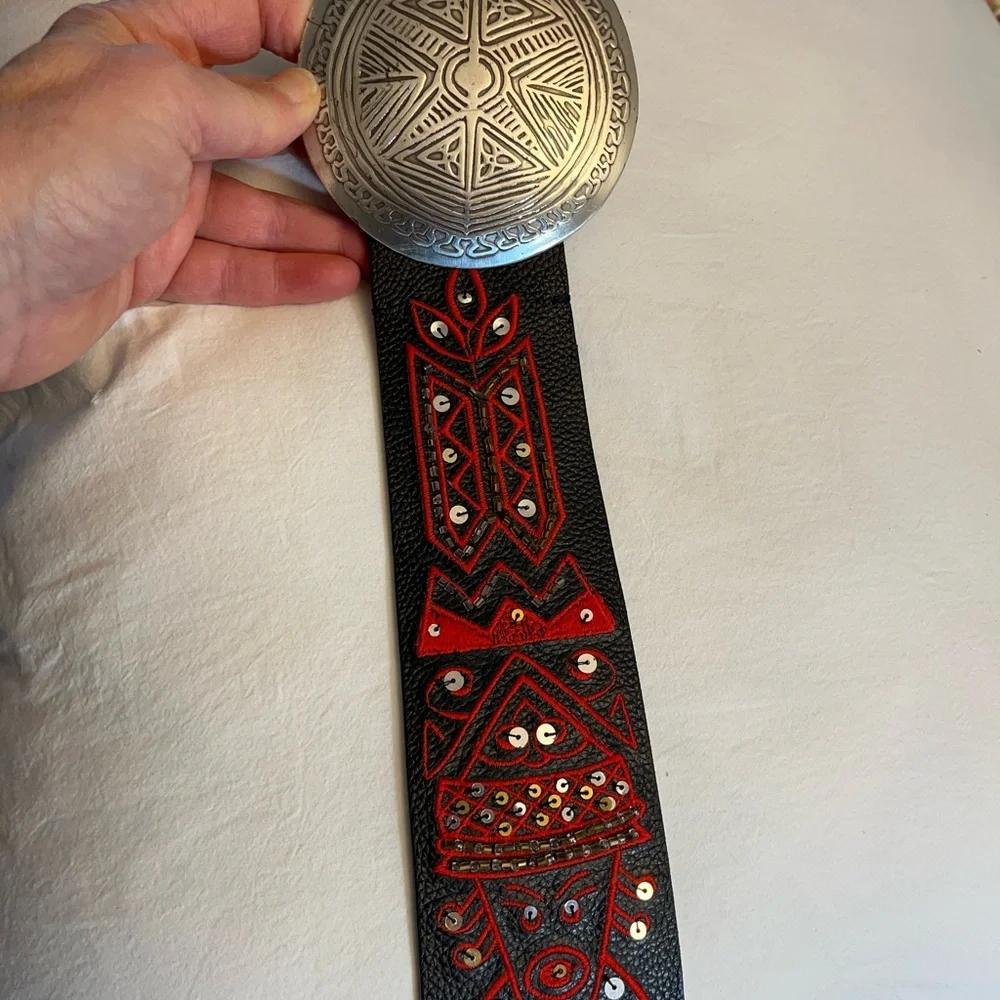 Chico’s wide embellished leather belt